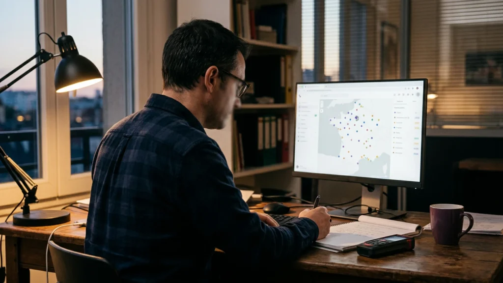 Diagnostiqueur qui vérifie le dépôt d'un DPE et son numéro ADEME sur l'observatoire DPE-Audit